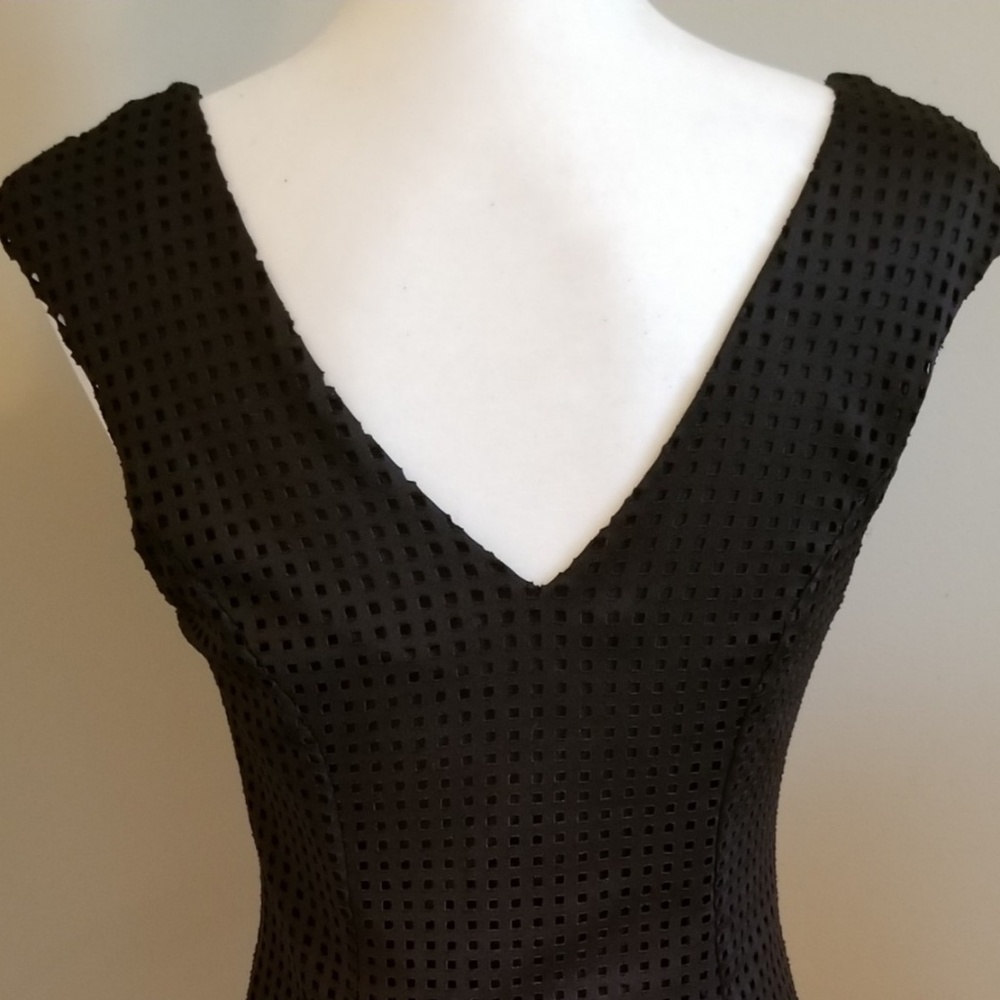 SAKS FIFTH AVENUE Black Perforated Skater Dress - Picture 6 of 6